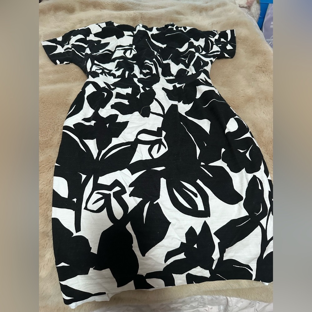 Halogen Black and White Floral Cotton Dress 4